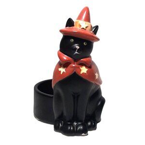 Yankee Candle Halloween Votive Candle Holder Black Cat with Cape 4.75"